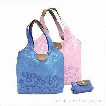 Shiny Shopping Bags, Made of Wind Coat Fabric and Semi PU